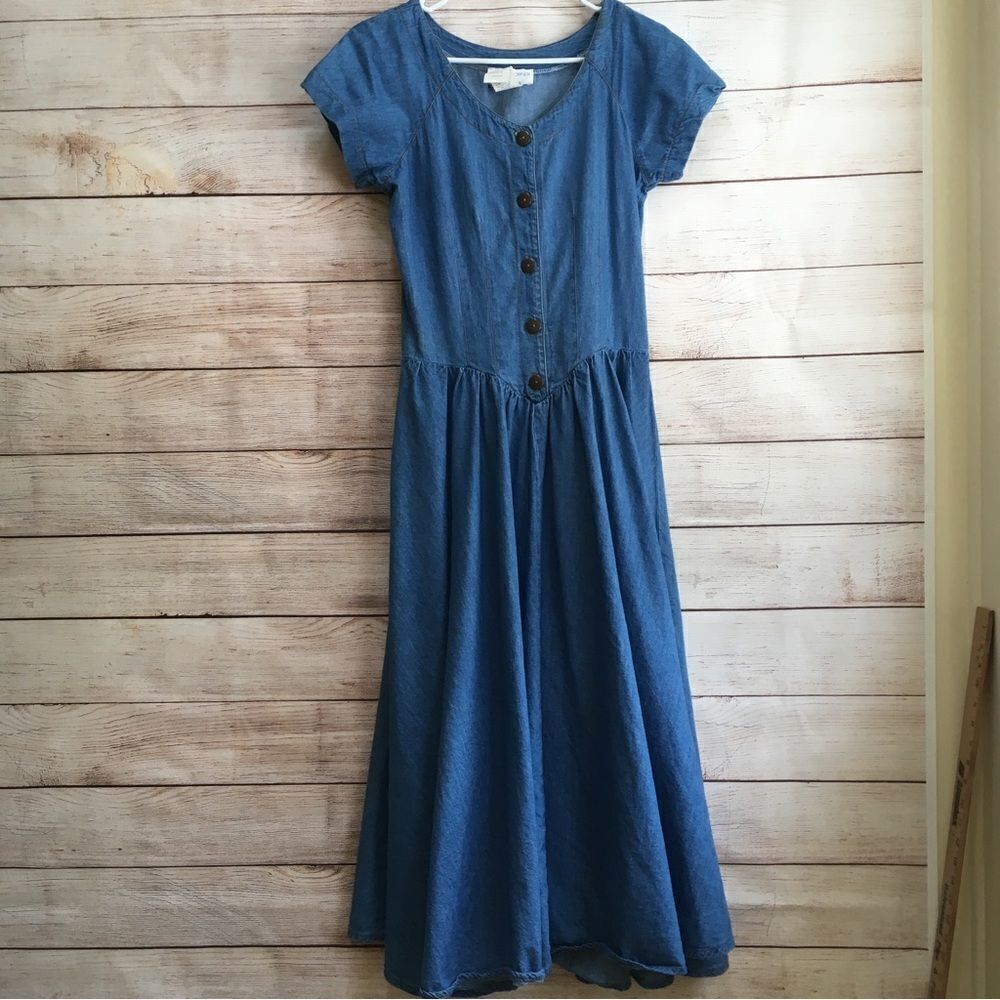 VINTAGE‎ CASUAL CORNER DENIM MODEST MAXI DRESS